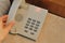 Handset of the telephone in hotel deluxe number