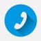 Handset vector icon on blue background. Flat image Phone icon w