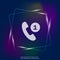 Handset vector neon light icon. Missed call Phone icon in flat s