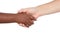 Handshake between an African-American and Caucasia