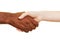 Handshake of african man and european woman