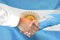 Handshake on Argentina flag background
