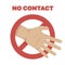 Handshake ban. No handshake the red badge icon, avoiding physical contact and infection with the coronavirus. No contact. Vector