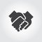 Handshake black flat icon. Symbol of relationship, friendship, partnership, support. Graphic logo