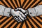 Handshake black and white, African and Caucasian people, friendship