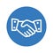 Handshake blue icon, agreement, deal