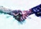 Handshake business on watercolor illustration painting background, business teamwork concept