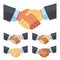 Handshake of businessmen of different races. Business team, agreement and big deal vector flat concept