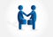 Handshake businessmen logo icon blue symbol vector