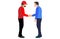 Handshake character design. vector illustration of two people handshake each other. Mans are greeting with face to face