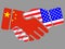Handshake with China and USA flags vector