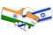 Handshake of countries with flags. Business partnership connection concept of the India and Israel Trade cooperation