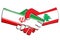 Handshake of countries with wavy flags. Business partnership connection concept of the Iran and Lebanon. Trade