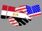 Handshake with Egypt and USA flags vector