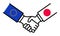 Handshake EU Japan, JEFTA, free trade agreement, business deal, friendship, concept, graphic