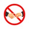Handshake forbidden with red sign on white