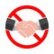 Handshake forbidden sign on white background