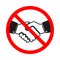 Handshake forbidden sign on white background