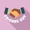 Handshake friends day logo, flat style