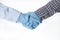 Handshake in gloves. epidemic 2020. the fight versus the virus .coronavirus. pandemic. covid-19