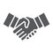 Handshake glyph icon, shake and agreement, diplomacy sign, vector graphics, a solid pattern on a white background.