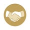Handshake golden flat icon