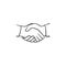 Handshake hand drawn sketch icon.