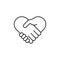 Handshake heart icon. Collaboration or integration symbol. Vector illustration EPS 10