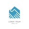 Handshake and home or house logo - real estate business symbol