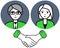 Handshake icon as sign of closing deal during meeting. People partners or friends shaking hands