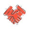 Handshake icon in comic style. Partnership deal cartoon vector illustration on white isolated background. Agreement splash effect