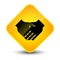 Handshake icon elegant yellow diamond button