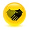 Handshake icon glassy yellow round button