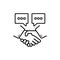 Handshake line icon. Messaging. Partnership deal. Business concept. Contract agreement. For apps and webstes. Vector EPS 10.