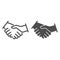 Handshake line and solid icon, business strategy concept, business contract agreement sign on white background, partners
