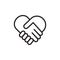 Handshake love icon vector logo design template