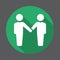 Handshake, partnership flat icon. Round colorful button, circular vector sign with long shadow effect.