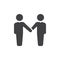 Handshake, partnership icon vector, filled flat sign, solid pictogram isolated on white. Symbol, logo illustration.
