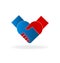 Handshake people love heart logo vector icon