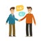 Handshake, shaking hands, friendship concept. Happy people shake hands in greeting. Cartoon vector illustration in flat