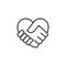 Handshake shaped heart icon line design