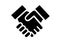 Handshake shaped icon. Simple design. Black icon.