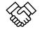 Handshake shaped icon. Simple design. Black outline icon.