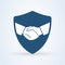 Handshake shield security icon vector illustration. Commitment Business