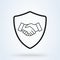 Handshake shield security icon vector illustration. Commitment Business