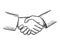 Handshake sketch. Business concept people handshakes vector doodles