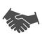Handshake solid icon, business strategy concept, business contract agreement sign on white background, partners shaking