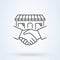 Handshake and successful real estate transactions sign line icon or logo. Handshake and house concept. Construction and real