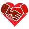 Handshake team hands heart logo