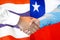 Handshake on Thailand and Chile flag background